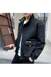 Men's Black Men's Casual Jacket Collar Korean Sports Coat Handsome Fashion Trend