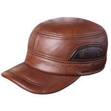 Factory Haining Leather Hat Autumn And Winter Men's Landscaping Flat Duck Tongue Warm Sand