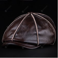 Haining Leather Cap Head Leather Berret Men's Eight Cap Winter Warm Octagon Hat Ear Hat