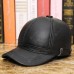 Leather Hat Autumn Winter Men's Leather Duck Cap Outdoor Leisure Warm Ears Baseball Cap