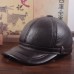 Leather Hat Autumn Winter Men's Leather Duck Cap Outdoor Leisure Warm Ears Baseball Cap