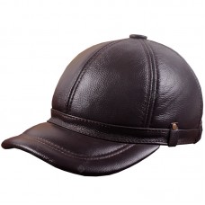 Leather Hat Autumn Winter Men's Leather Duck Cap Outdoor Leisure Warm Ears Baseball Cap