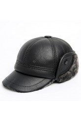 Leather Hat Men's Winter Warm Plus Velvet Thickened Leather Duck Tongue Small Winter Hat Ear