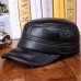 Leather Hat Men's Winter Warm Sheep Pills Flat Cap Outdoor With Ear Clips Cotton Army Cap Leather Hat