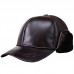 Leather Hat Middle-aged Elderly Men's Warm Winter Thickened Baseball Cap Sheep Skin Wool Winter Cap for Elderly
