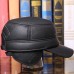 Skin Hat Autumn And Winter Men's Flat Top Military Cap Outdoor Casual Leather Duck Tongue Cap Ear Jar Cotton Leather Cap