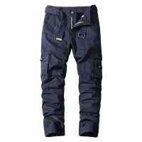 Men's Casual Slacks Pants Autumn and Winter Multi-pocket Trousers Straight Cotton Sports Pants