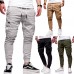 Men's Slim Casual Drawstring Trousers Multi-Pocket Tooling Pants