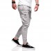 Men's Slim Casual Drawstring Trousers Multi-Pocket Tooling Pants