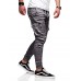 Men's Slim Casual Drawstring Trousers Multi-Pocket Tooling Pants