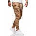 Men's Slim Casual Drawstring Trousers Multi-Pocket Tooling Pants