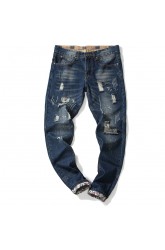 Straight Ripped Printing Jeans for Men