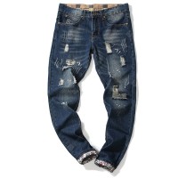 Straight Ripped Printing Jeans for Men