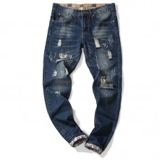 Straight Ripped Printing Jeans for Men