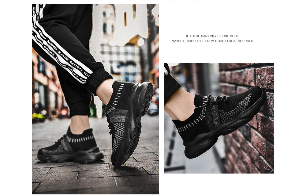 Couple Fly-knit Large Size Sports Casual Shoes Fashion Trend Running Shoes - Black 43