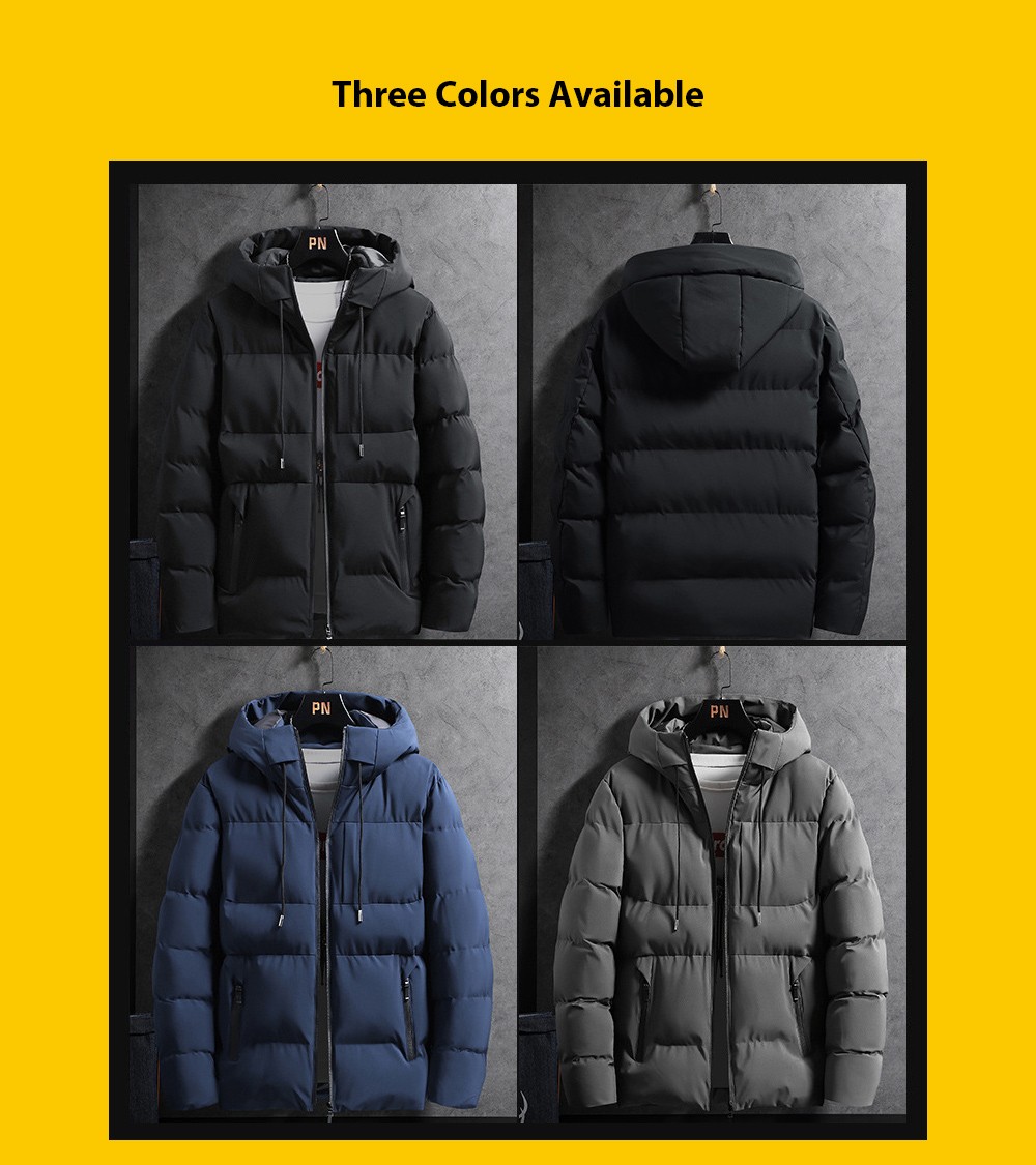 Winter Leisure Men's Warm Thick Hooded Padded Jacket - Blue XXXL Three Colors Available