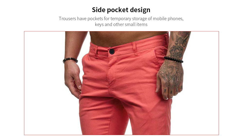 2021 Spring Casual Trousers Men's Solid Color Trousers - Pink M