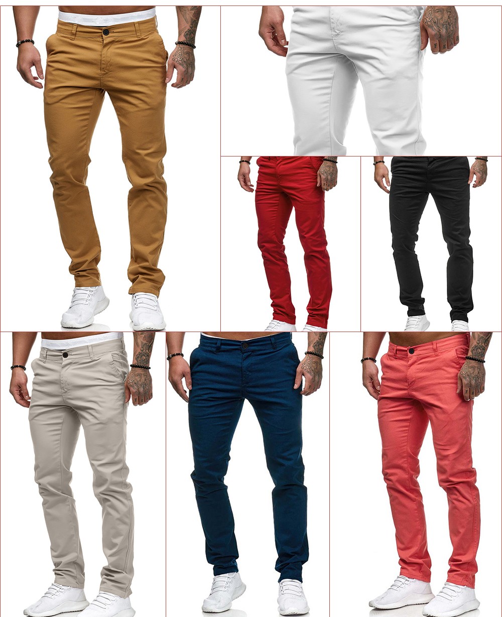 2021 Spring Casual Trousers Men's Solid Color Trousers - Pink M