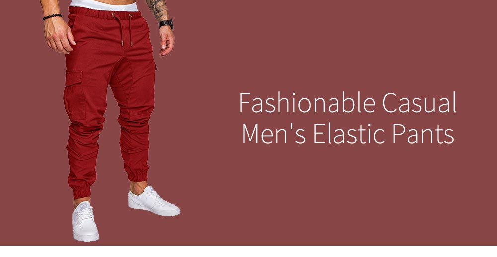 Men Casual Elastic Sports Trousers Large Size- Chestnut Red 2XL