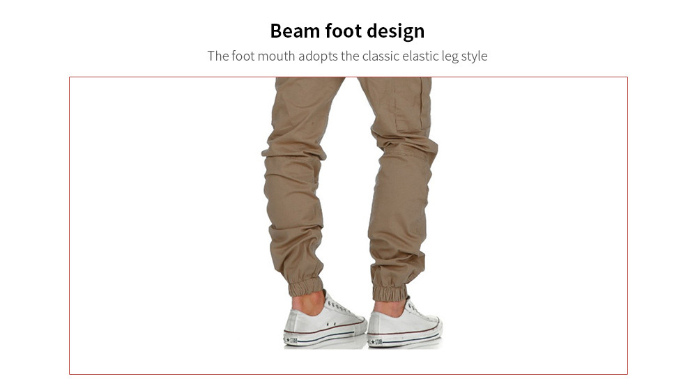 Men's Tooling Multi-pocket Trousers Woven Casual Pants Sports Beam Pants - Tibetan blue L