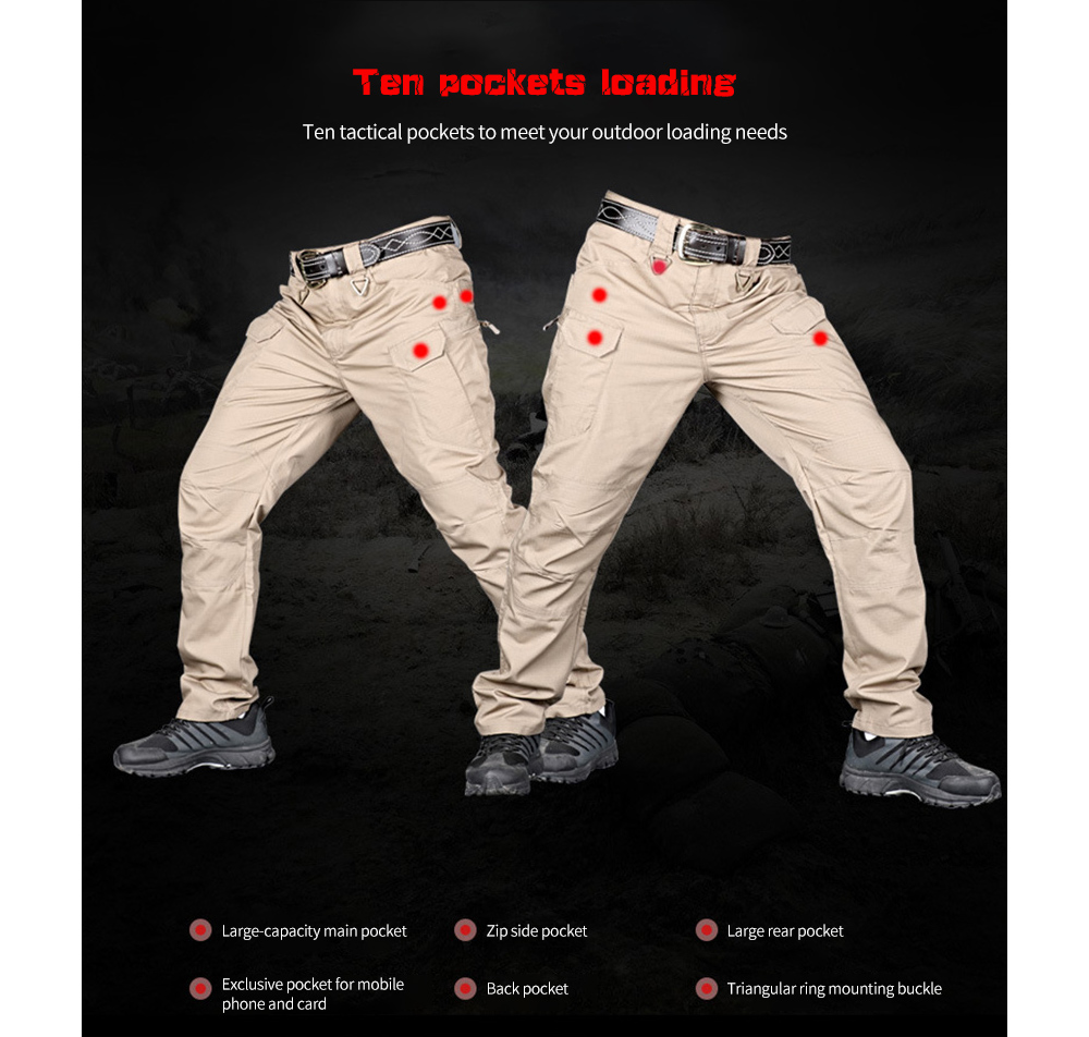 IX7 Men Tactical Pants Outdoor Training Special Forces Army Trousers Autumn and Winter Mountaineers Wear-resistant Clothing - Gray XL