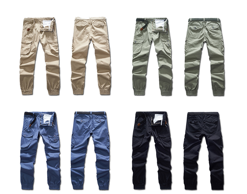 High Street Windbreak Legs Camouflage Jogging Tooling Machine Can Multi-pocket Beam Legs Tide Men's Small Foot Casual Pants - Cooperative Blue 12 36