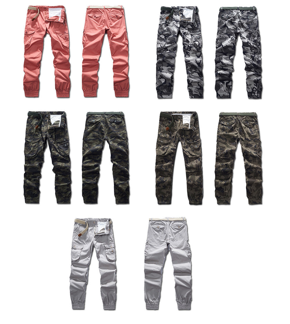 High Street Windbreak Legs Camouflage Jogging Tooling Machine Can Multi-pocket Beam Legs Tide Men's Small Foot Casual Pants - Cooperative Blue 12 36